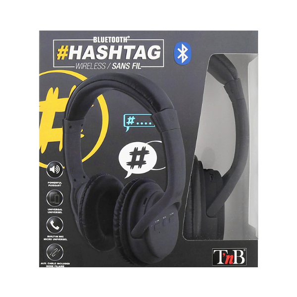 Casque Bluetooth Hashtag Noir Sans Fil TNB